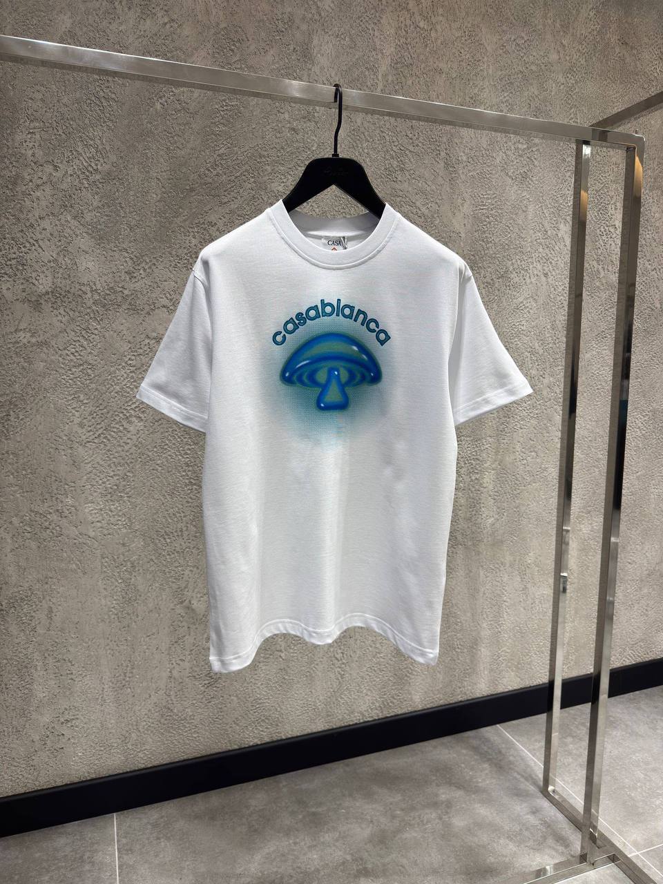 Casablanca Mushroom Print Cotton T-Shirt – White