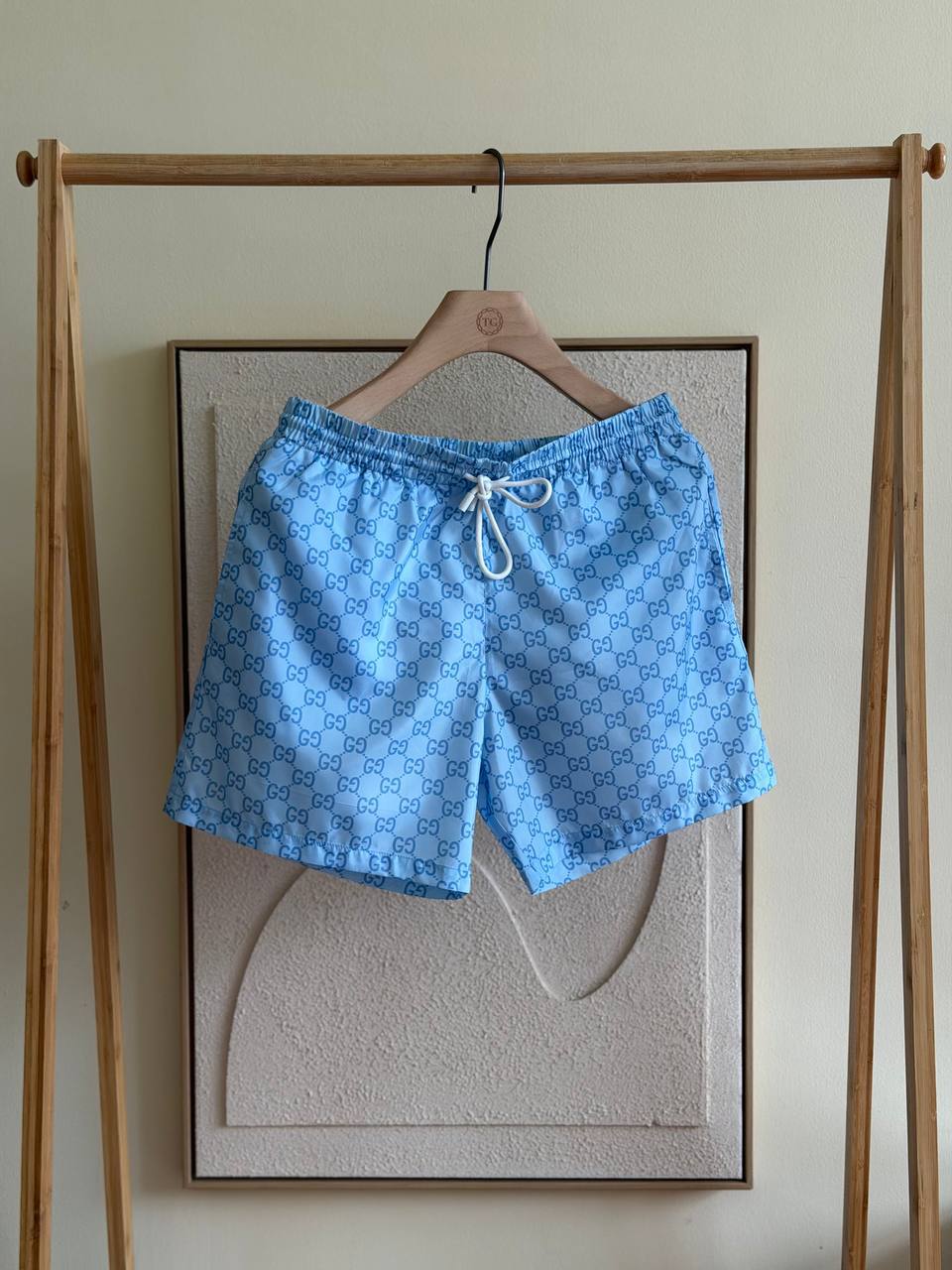 Gucci GG Monogram Swim Shorts — Light Blue