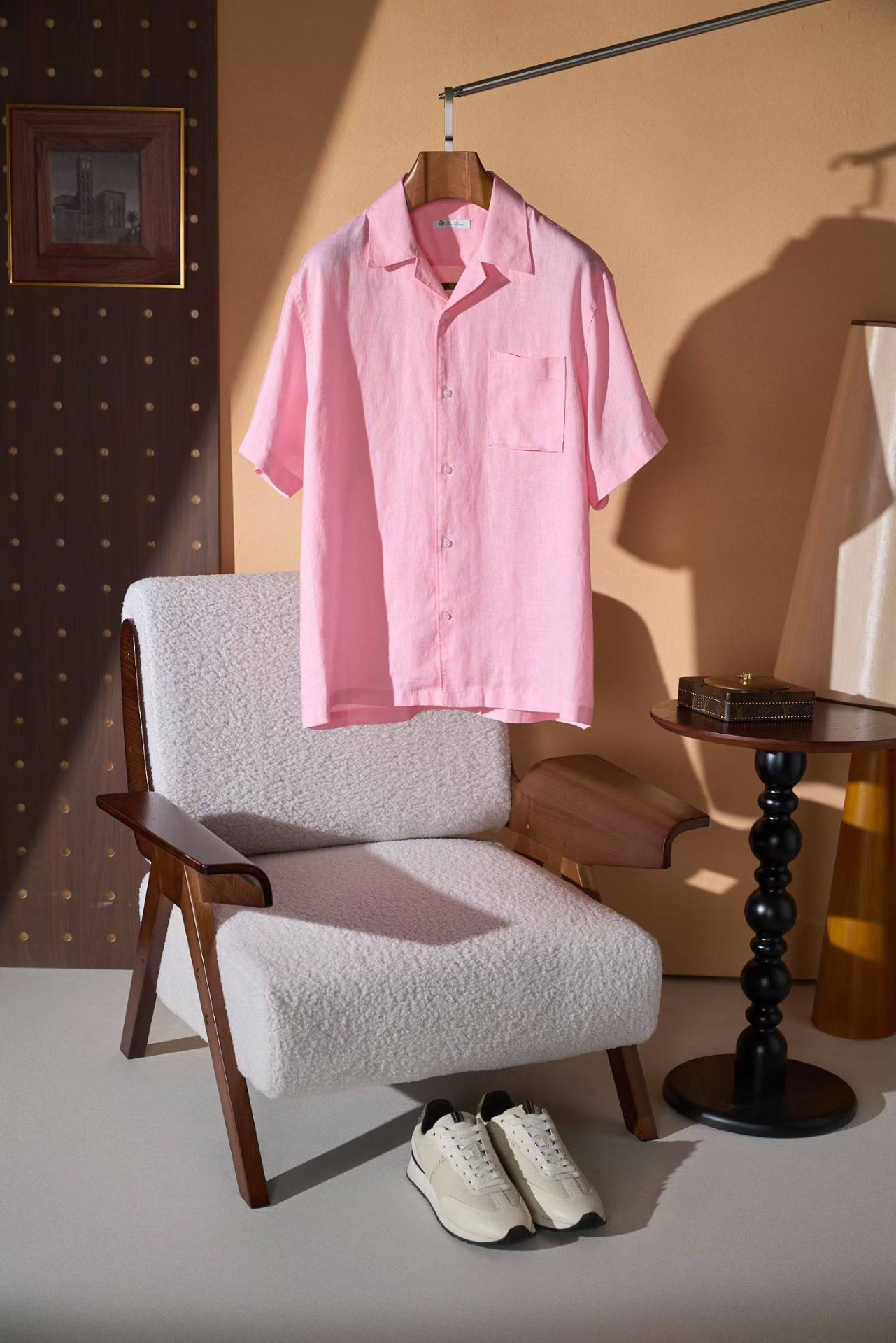 Loro Piana Linen Camp-Collar Shirt - Pink