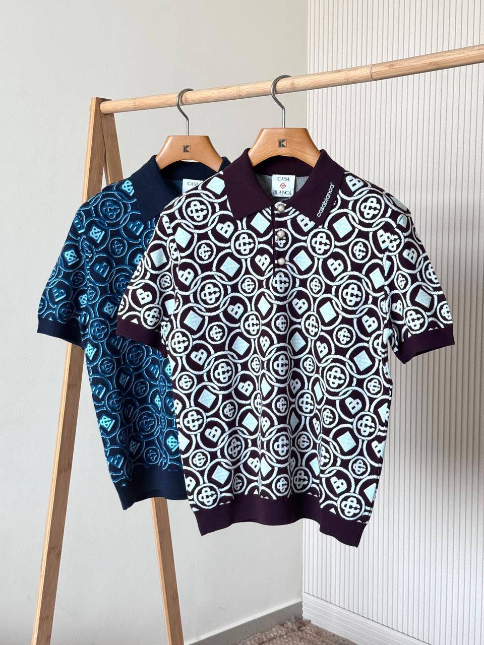 Casablanca Monogram Jacquard Knit Polo