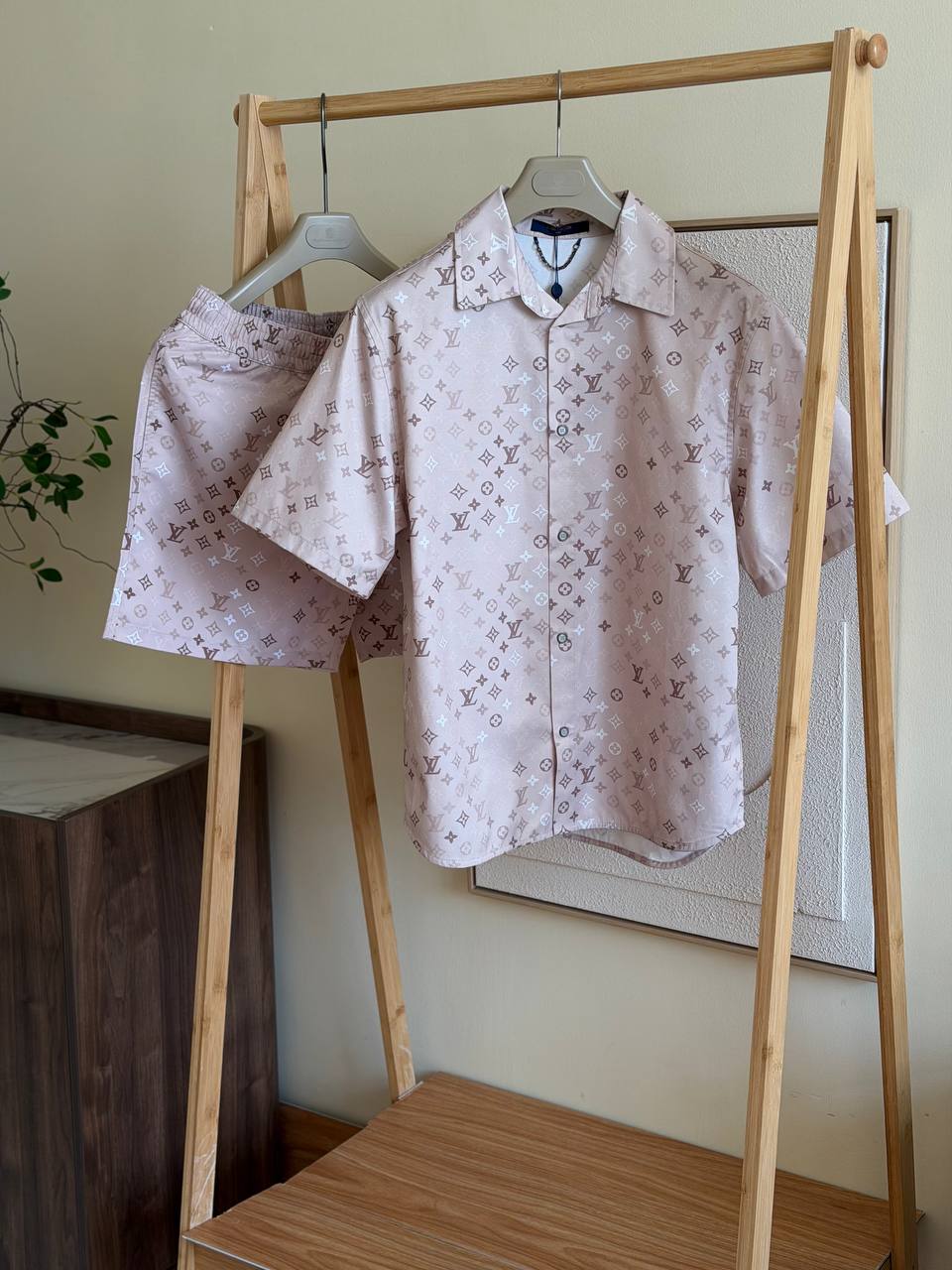 Louis Vuitton Pink Monogram Shirt & Shorts Set