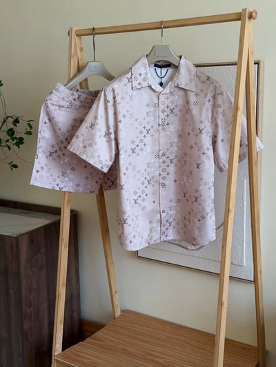Louis Vuitton Pink Monogram Shirt & Shorts Set