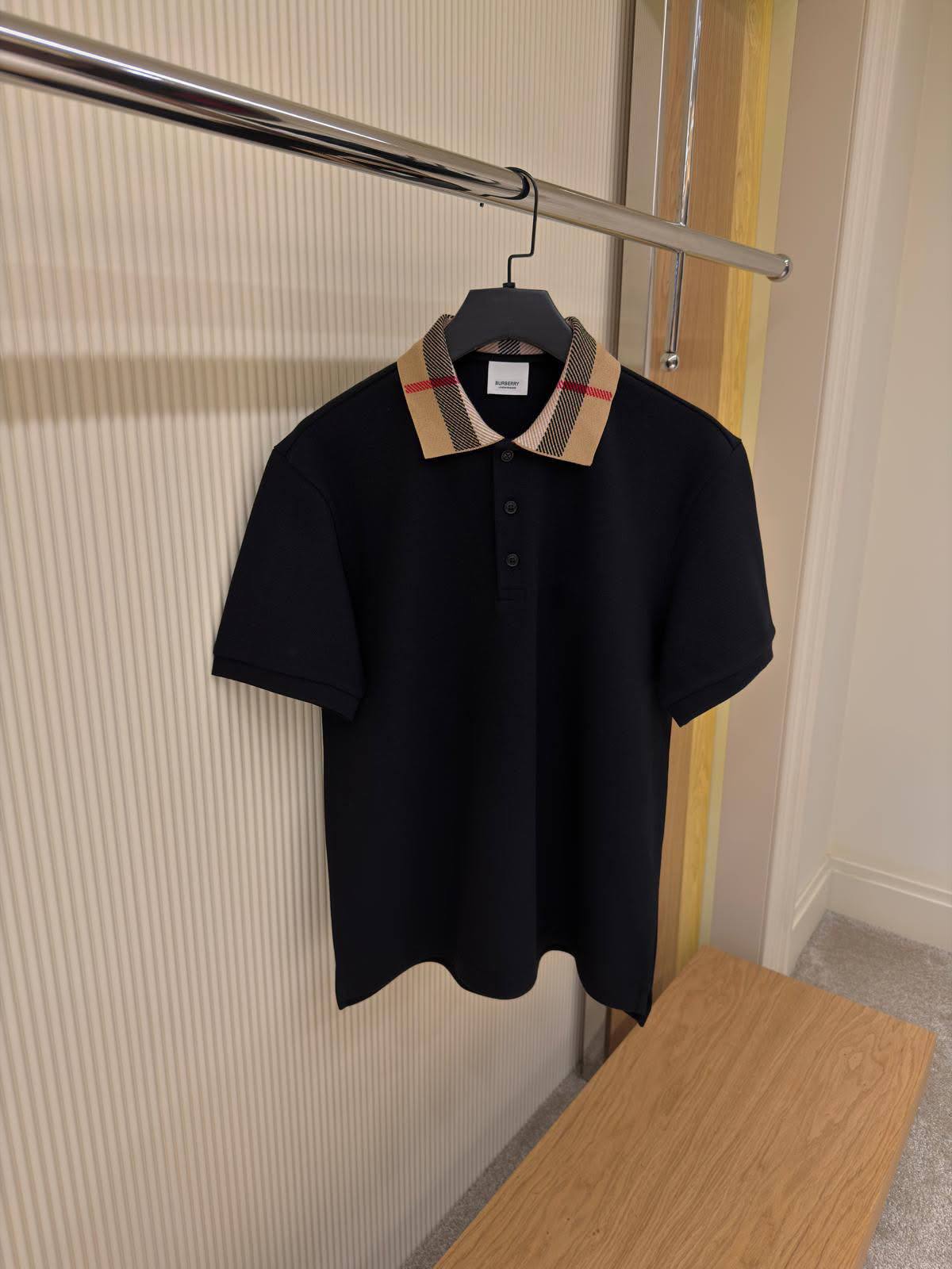Burberry Check Collar Cotton Piqué Polo