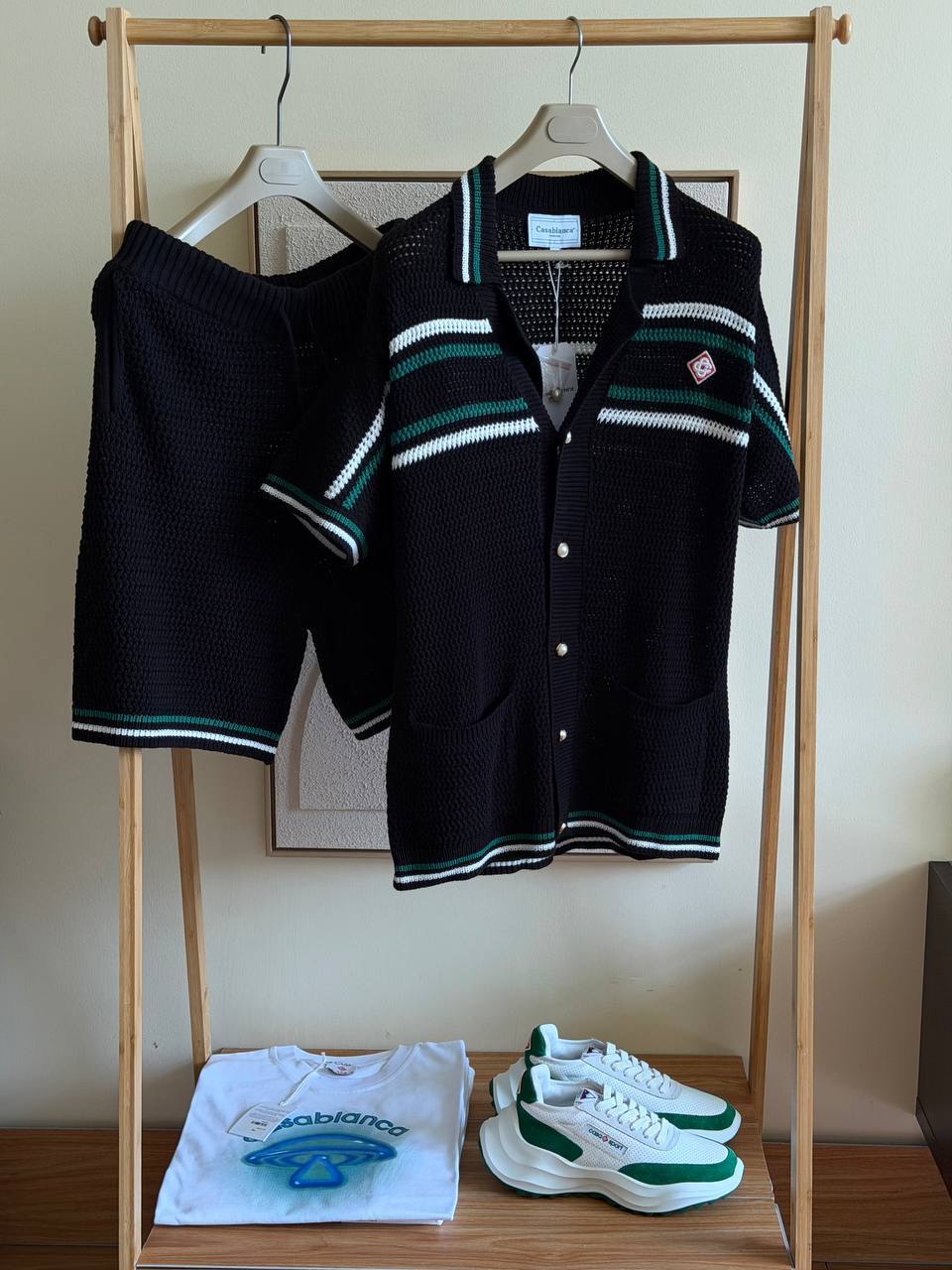 Casablanca Crochet Knit Set – Black & Green