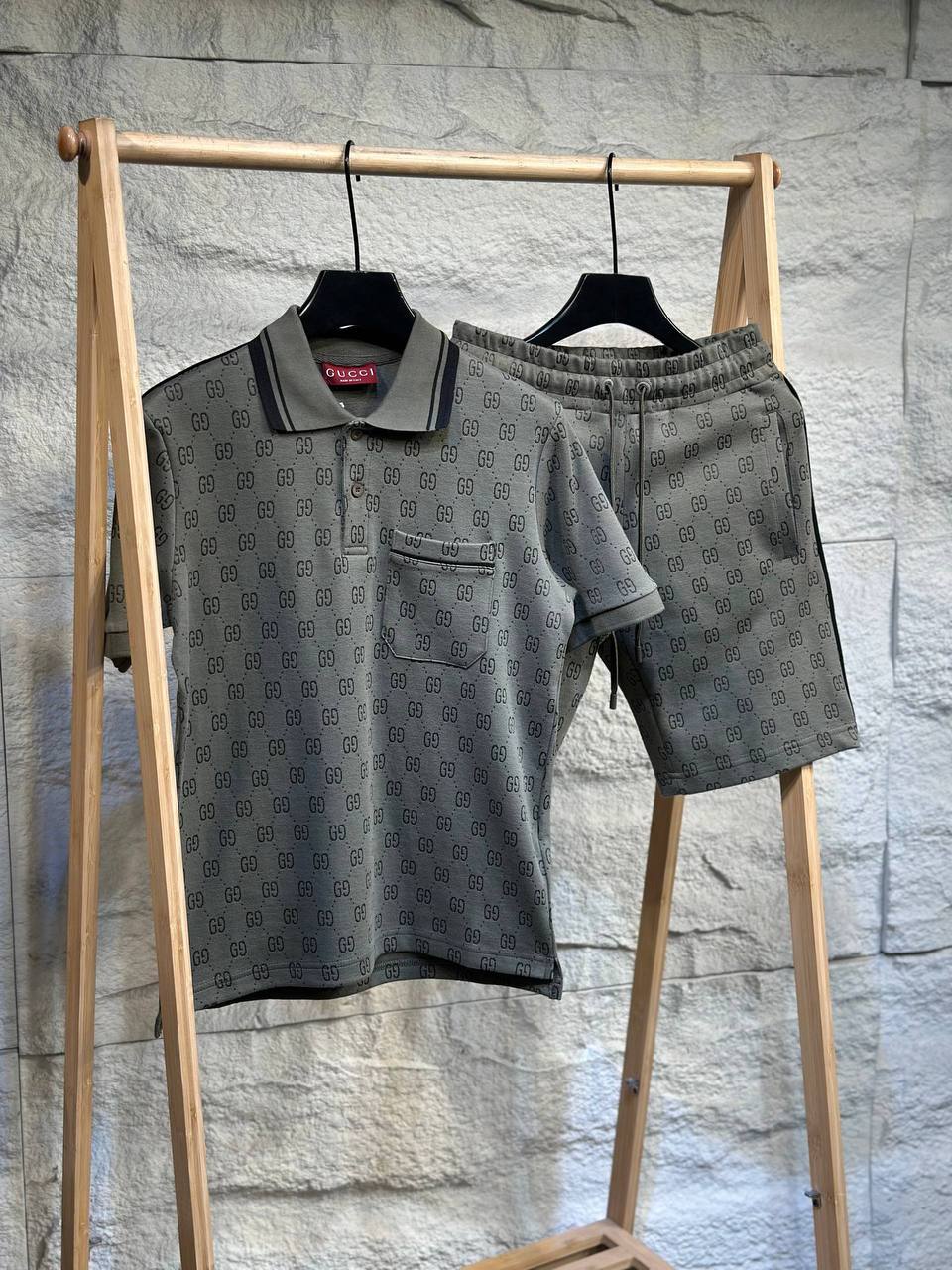 Gucci GG Piqué Polo Set Grey