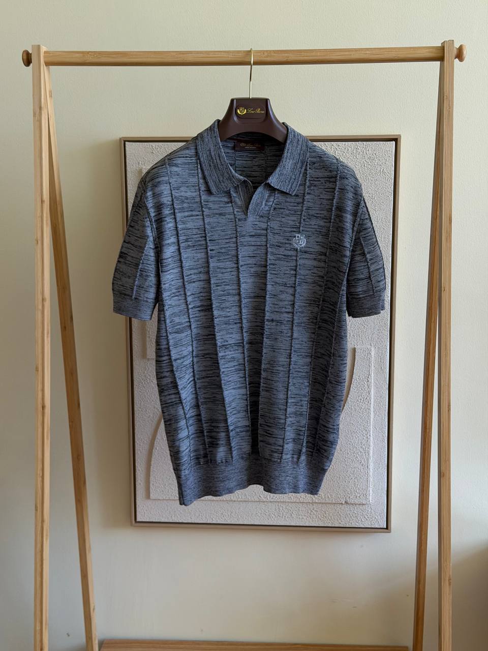 Loro Piana Striped Knit Polo – Grey