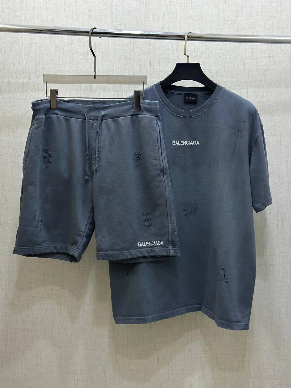 Balenciaga Distressed Logo T-Shirt & Shorts Set