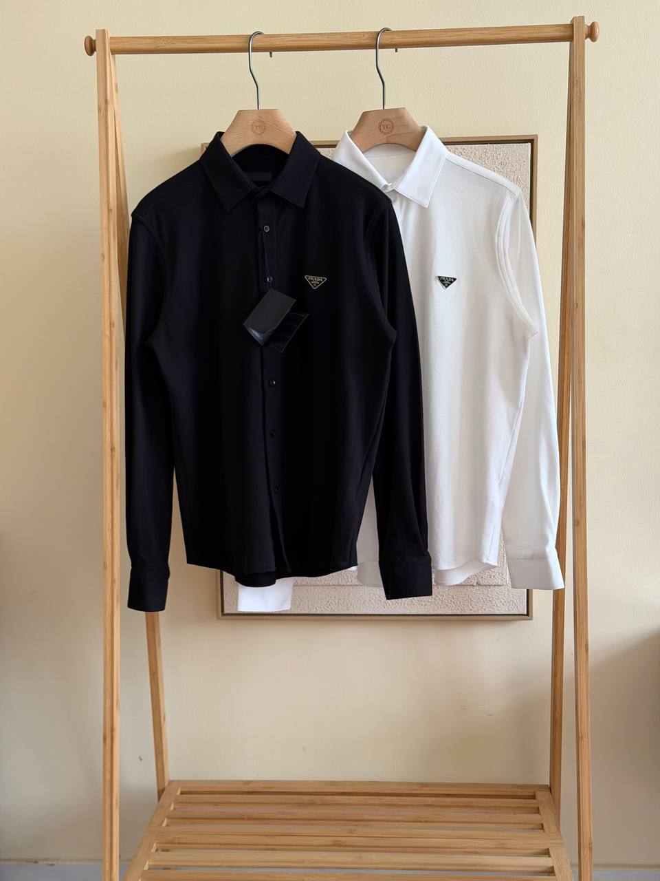 Prada Logo Triangle Stretch Shirt