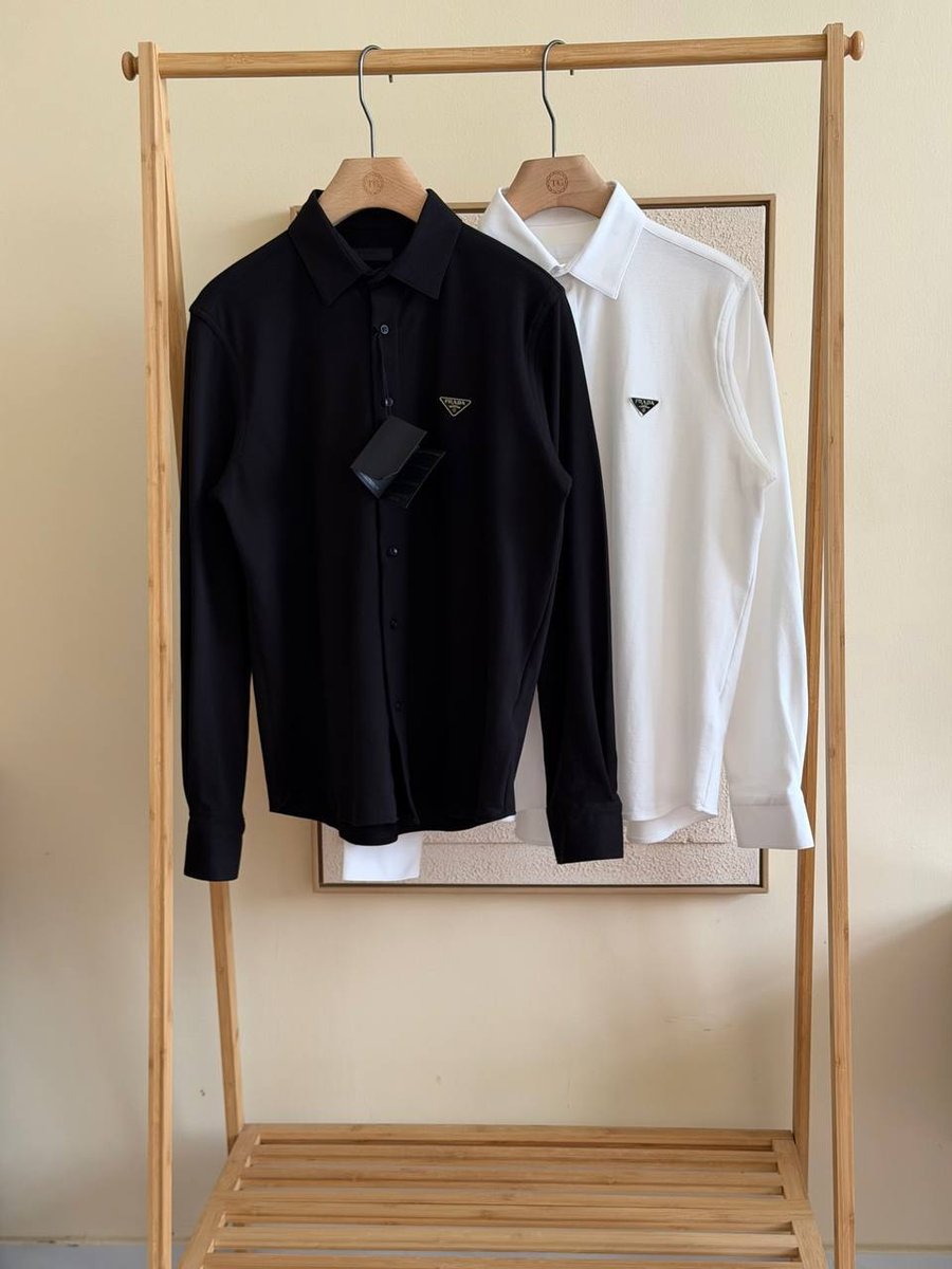 Prada Logo Triangle Stretch Shirt