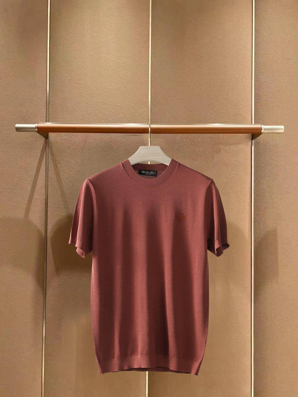 Loro Piana Silk-Cotton Crewneck Knit T-Shirt – Rust