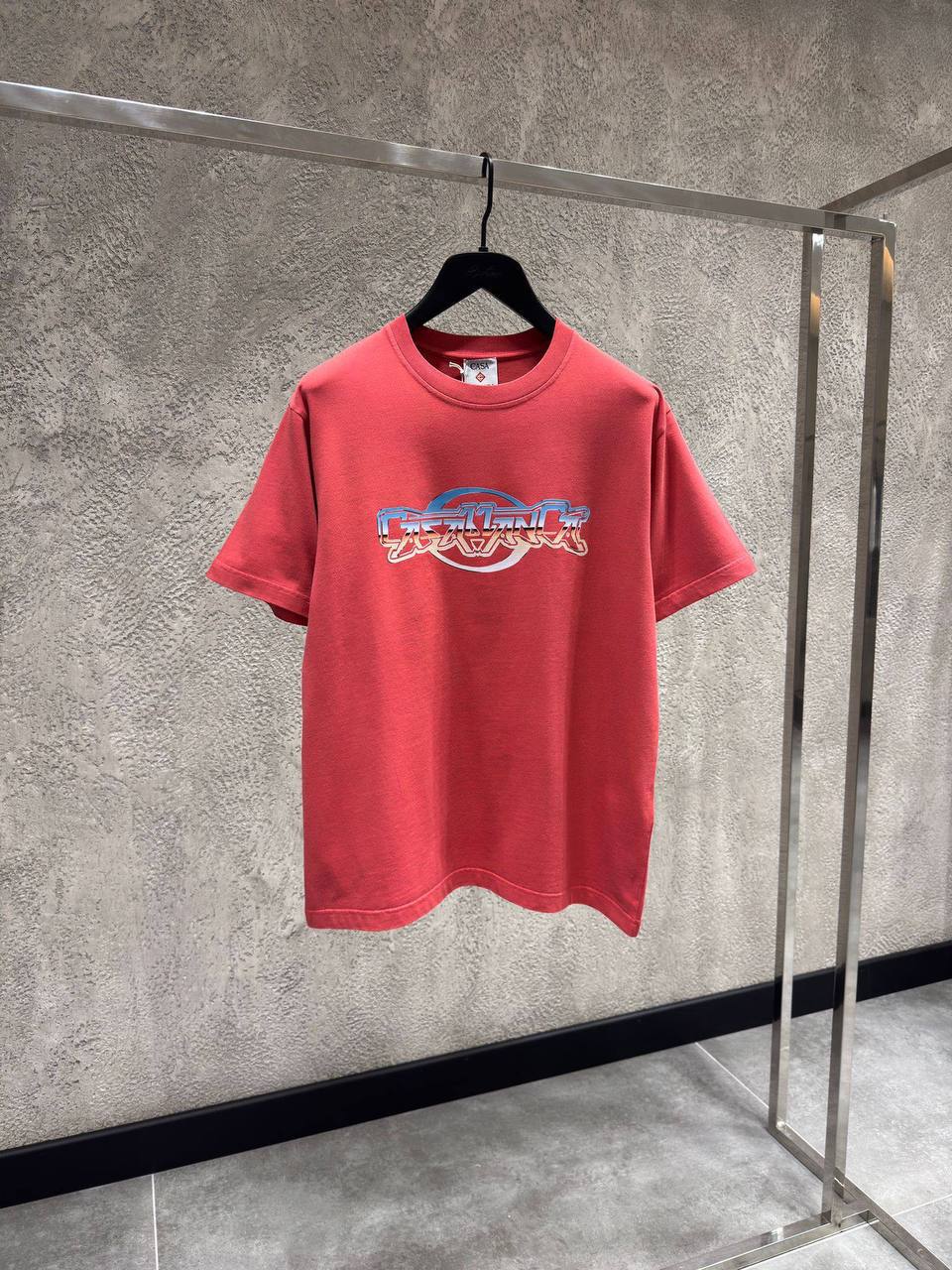 Casablanca Chrome Logo-Print Cotton T-Shirt – Red