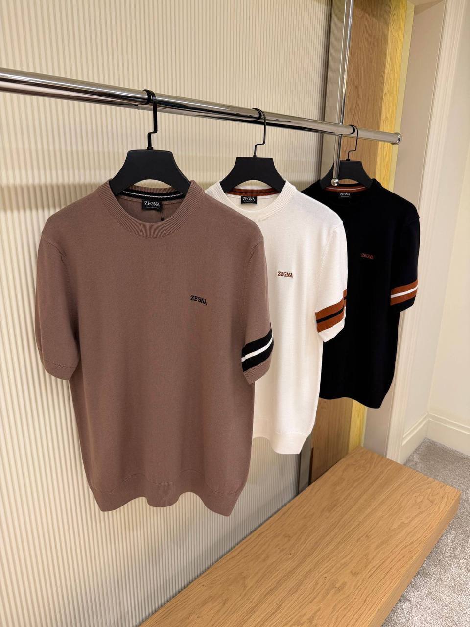 Zegna Striped Sleeve Knit T-Shirt