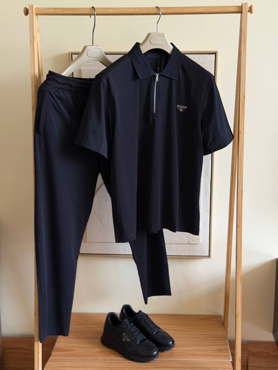 Prada Triangle Logo Zip Polo & Pants Set