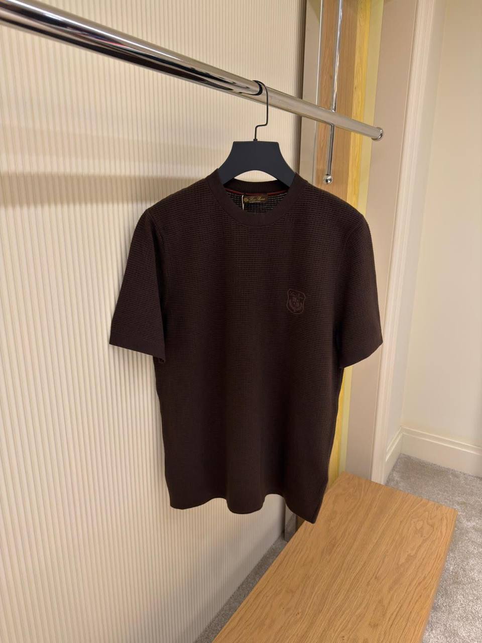 Loro Piana Waffle Knit T-Shirt — Brown