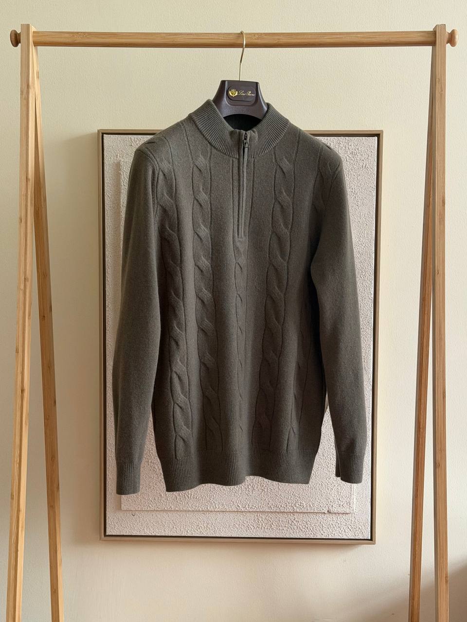 Loro Piana Cable-Knit Half-Zip Sweater - Olive