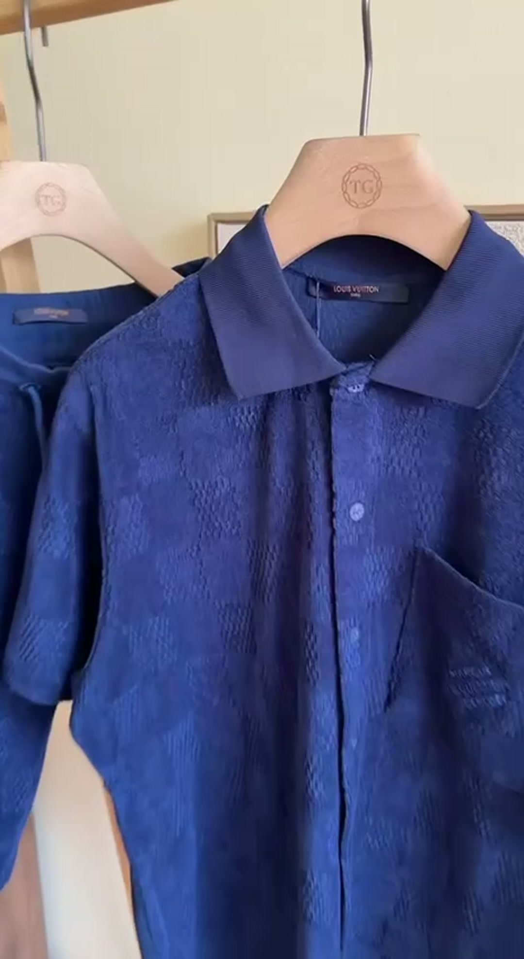 Louis Vuitton Damier Textured Knit Polo Set