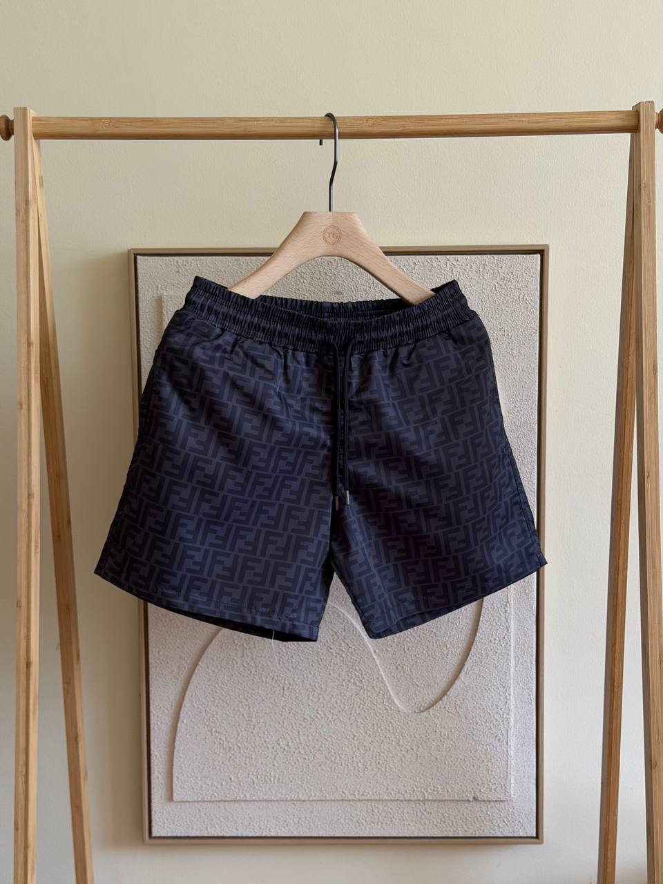 Fendi FF Monogram Swim Shorts — Navy