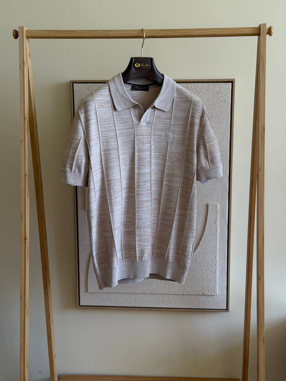 Loro Piana Striped Knit Polo – Beige