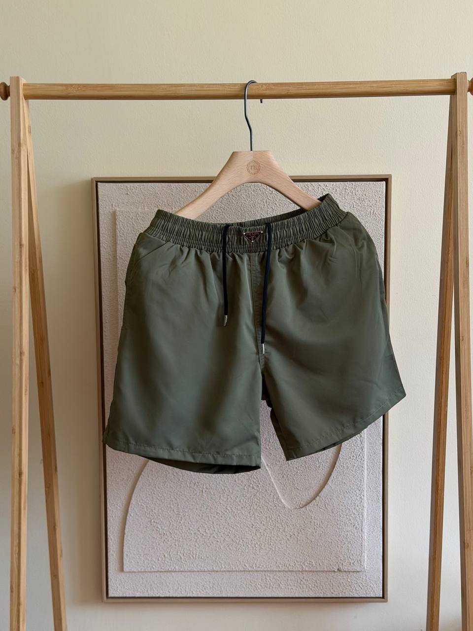 Prada Re-Nylon Swim Shorts — Olive