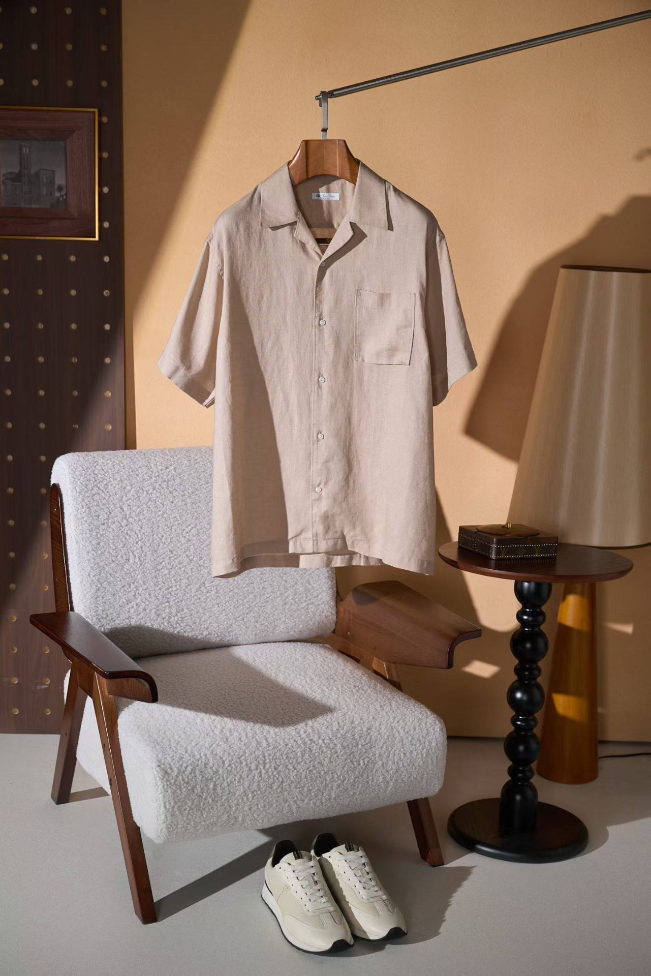 Loro Piana Linen Camp-Collar Shirt - Beige