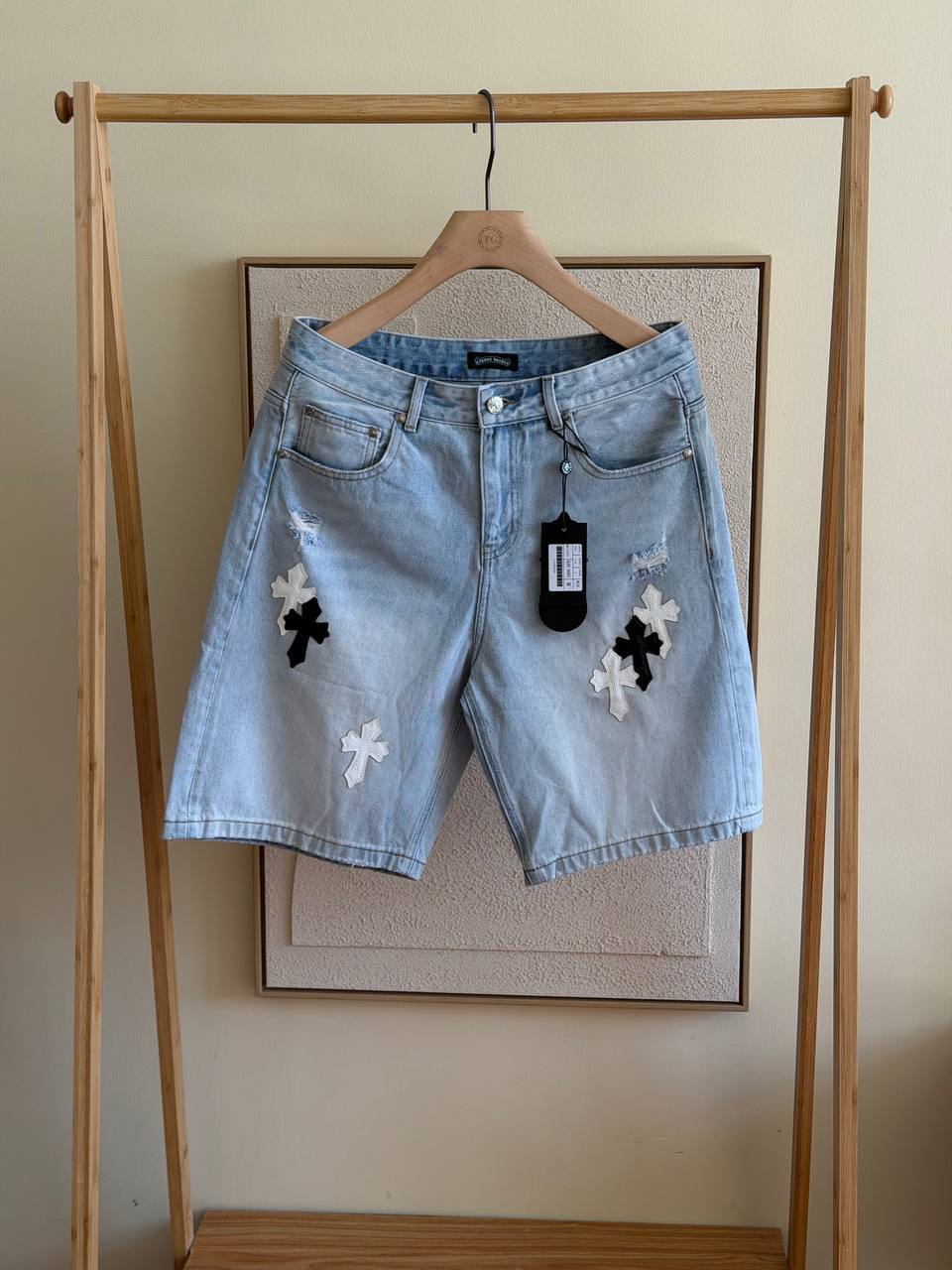 Chrome Hearts Cross Patch Shorts – Light Blue Denim