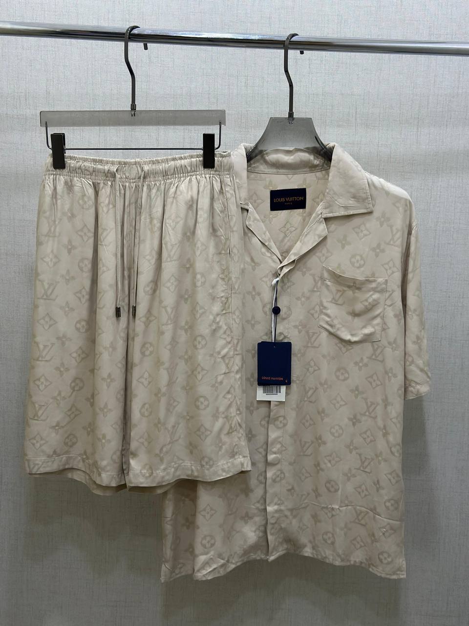 Louis Vuitton Monogram Silk Camp Shirt & Shorts Set