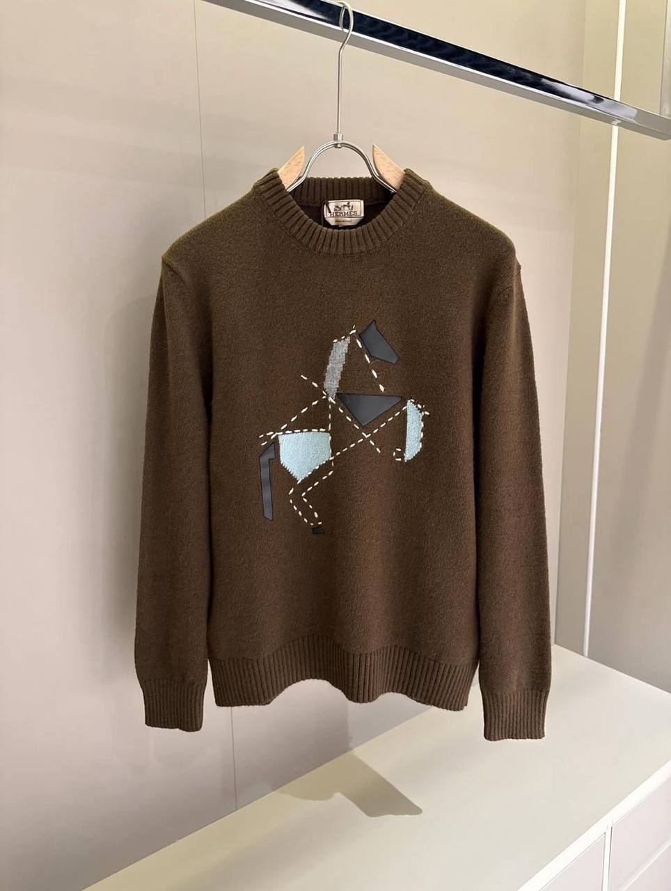 Hermès Horse Patchwork Wool Sweater – Khaki