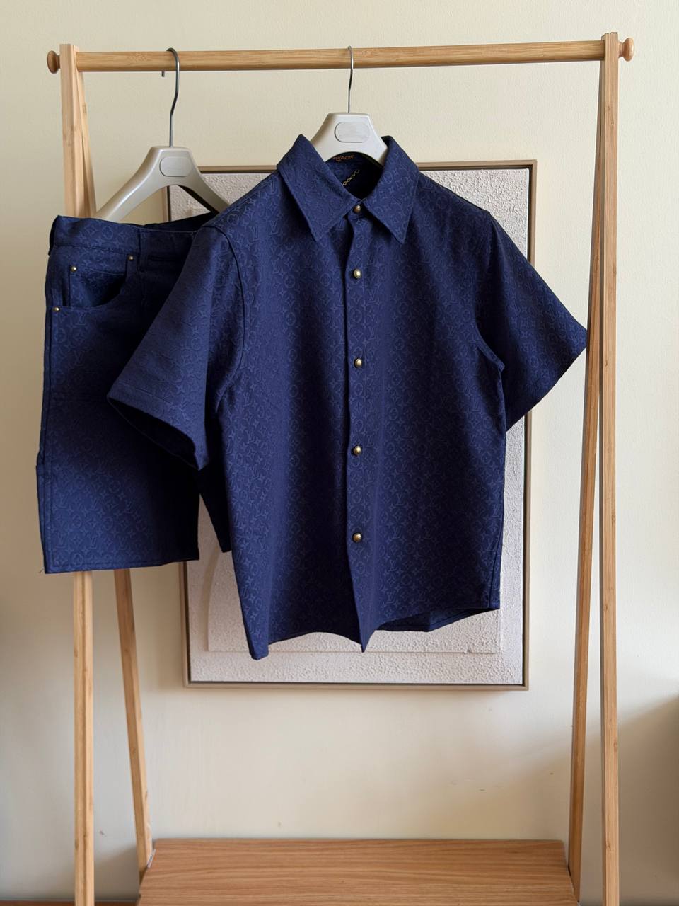 Louis Vuitton Monogram Denim Shirt & Shorts Set