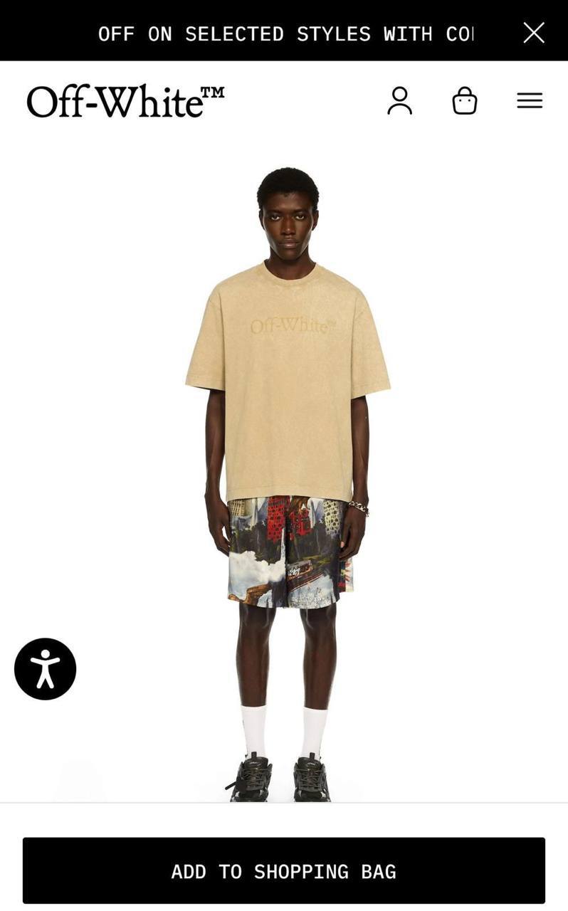 Off-White Bookish Logo Washed Tee – Camel
