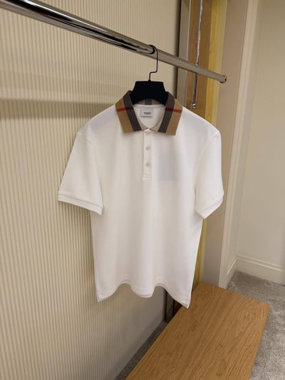 Burberry Check Collar Cotton Piqué Polo