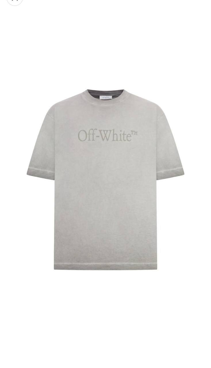 Off-White Bookish Logo Washed Tee – Grey