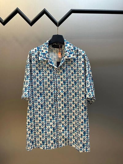 Louis Vuitton Monogram Printed Silk Short-Sleeved Shirt