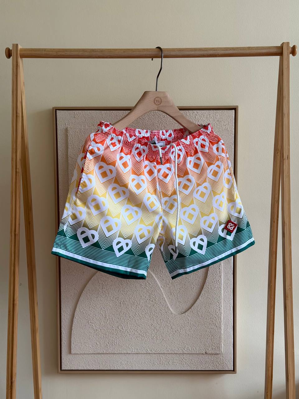 Casablanca Heart Monogram Swim Shorts — Rainbow