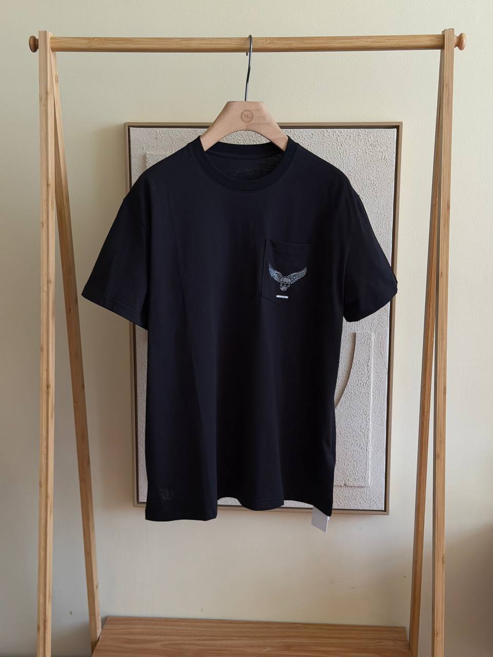 Chrome Hearts Skull Wings Striped Cross Tee – Black