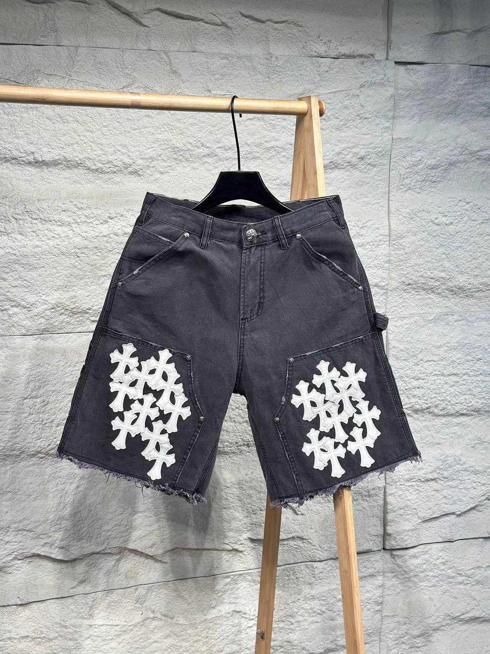 Chrome Hearts Cross Patch Denim Shorts — White