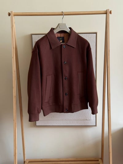 Zegna Burgundy Wool Bomber Jacket