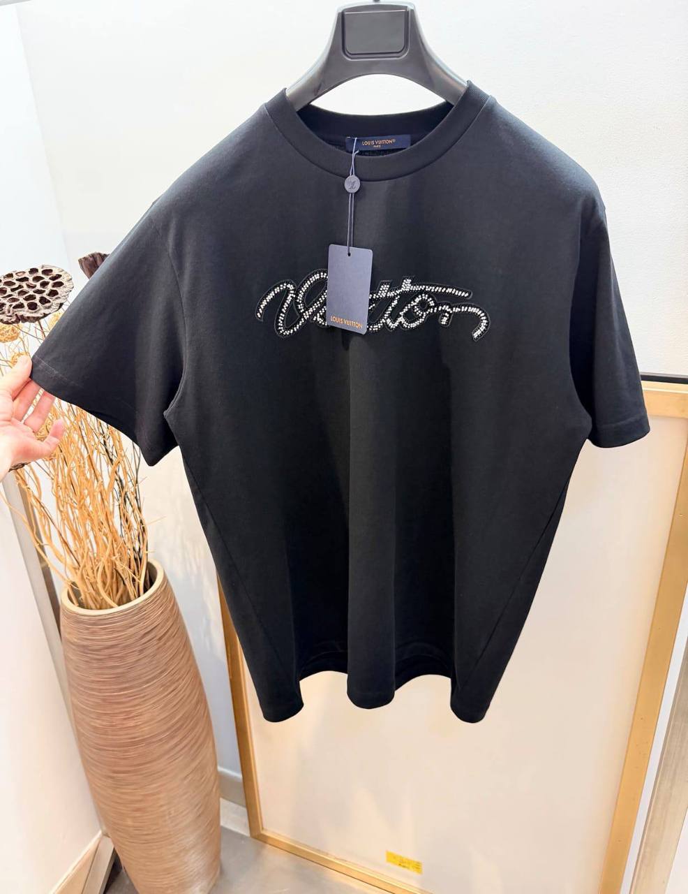 Louis Vuitton Crystal Signature T-Shirt — Black