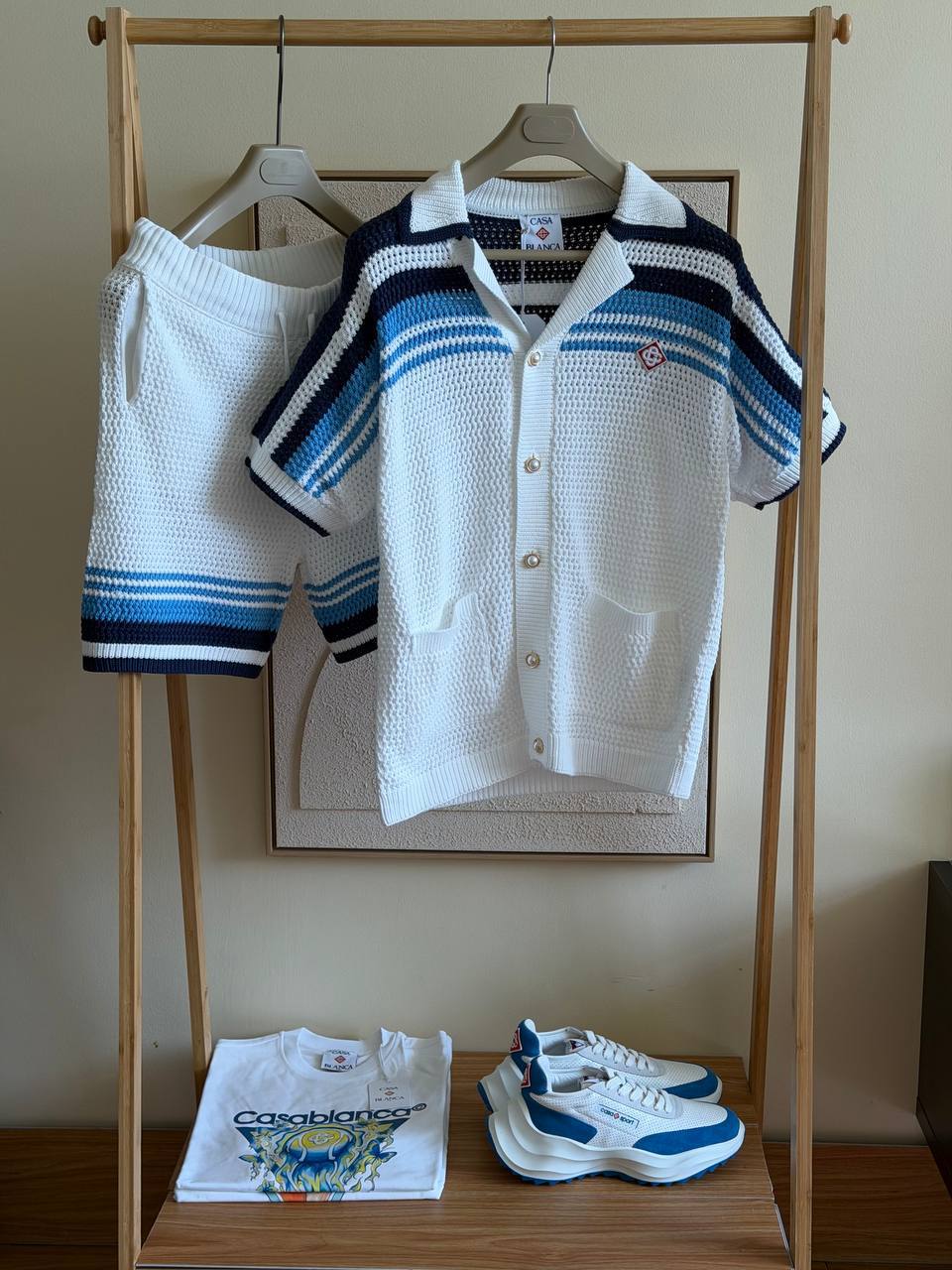 Casablanca Crochet Knit Set – Blue Stripe
