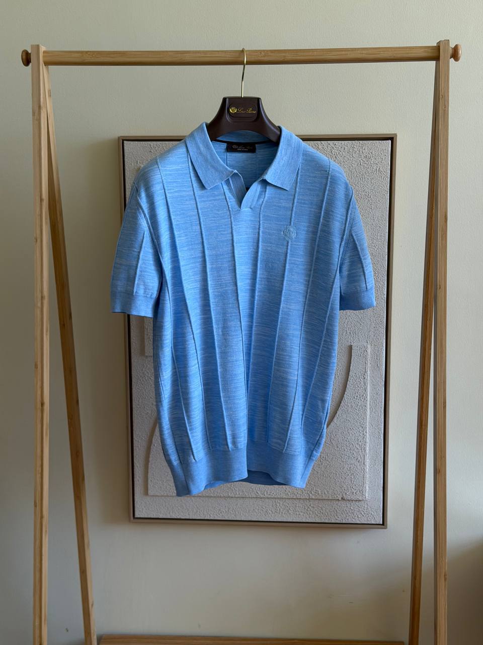 Loro Piana Striped Knit Polo – Light Blue