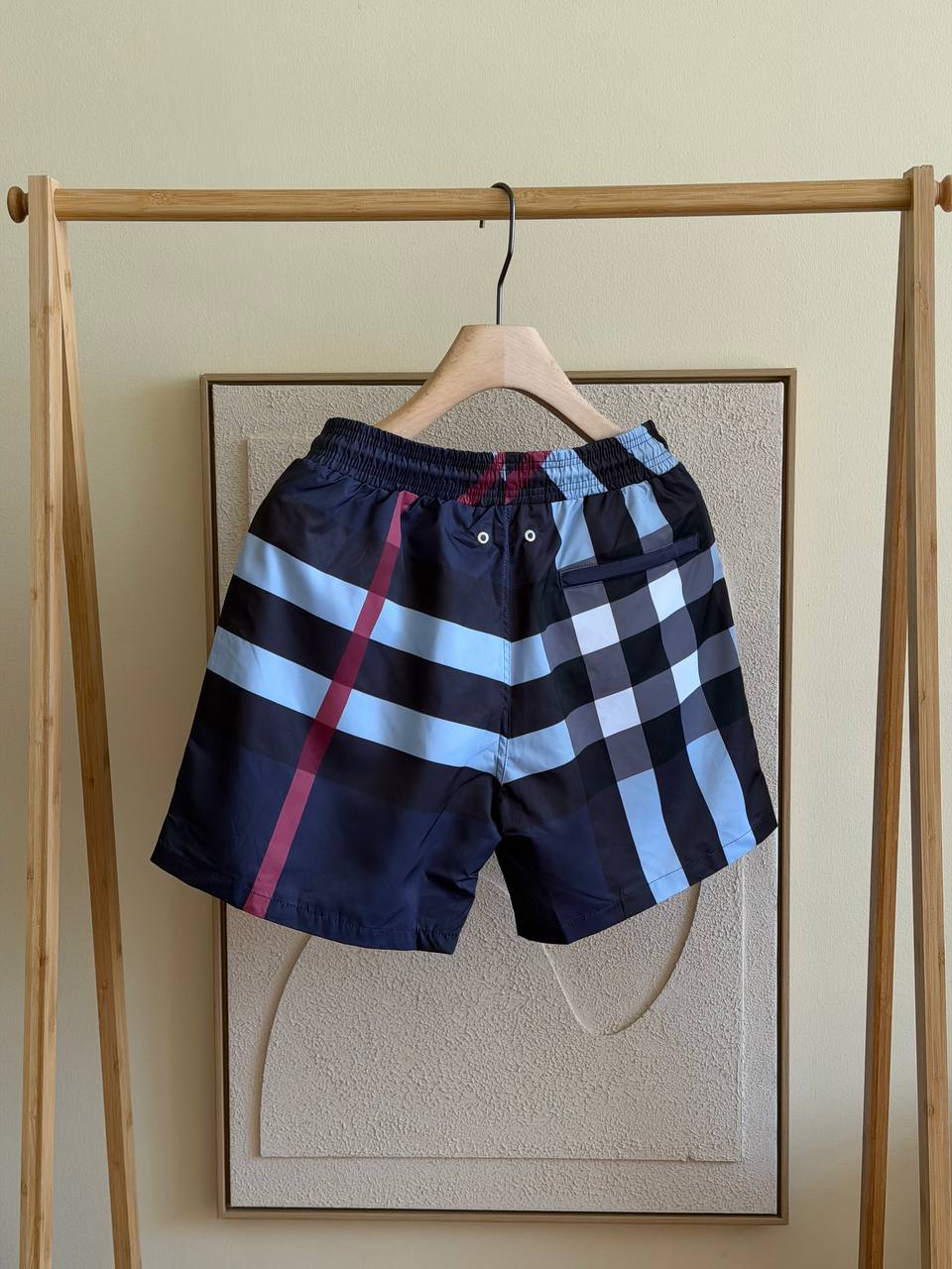 Burberry Check Swim Shorts — Navy