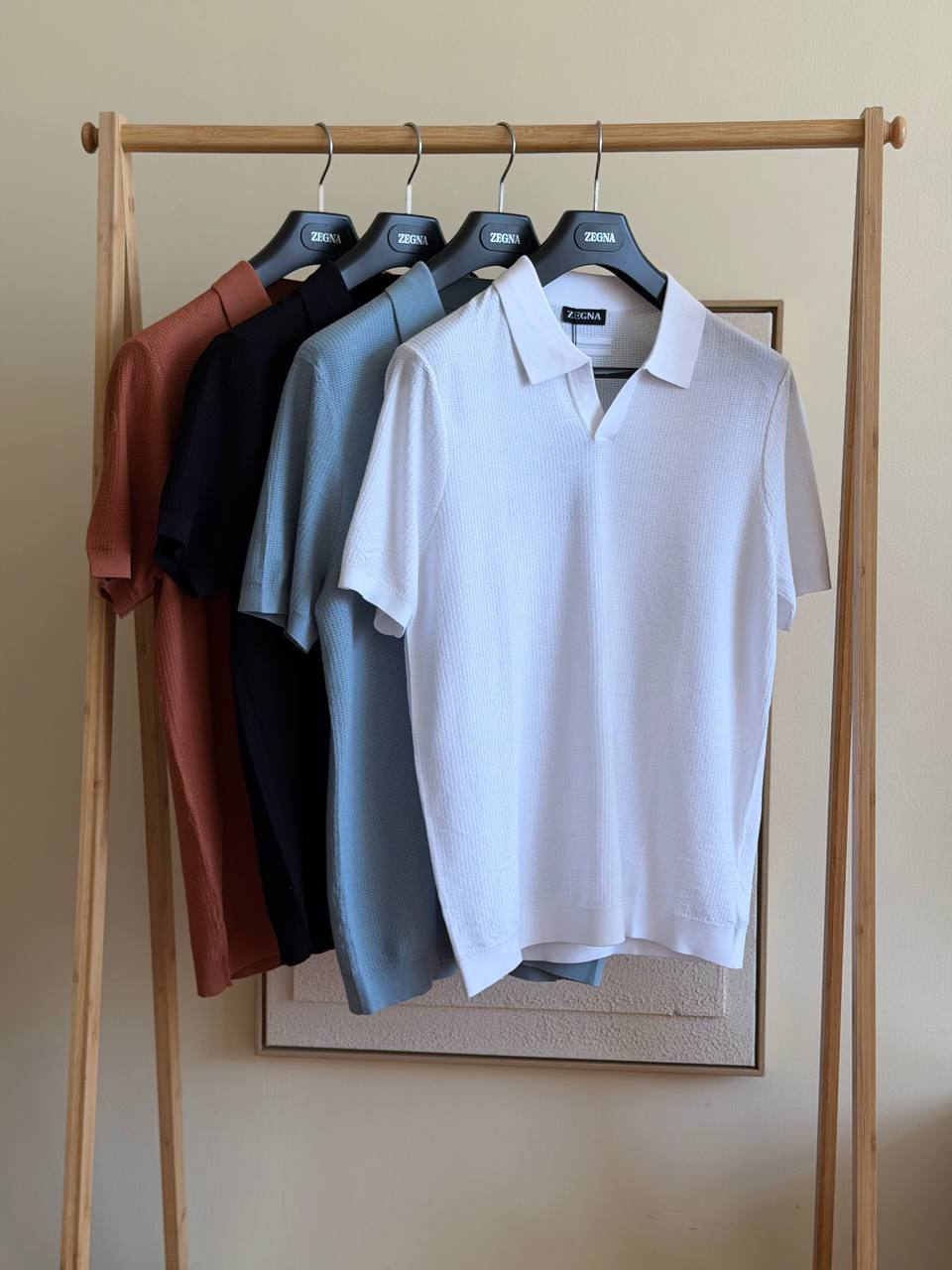 Zegna Waffle Knit Open-Collar Polo
