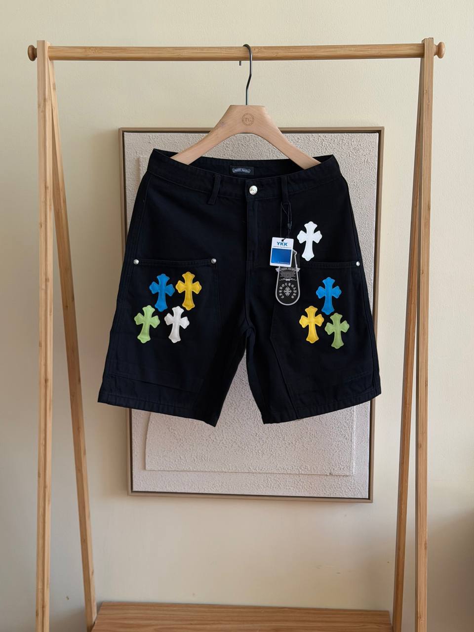 Chrome Hearts Cross Patch Shorts – Black Multicolor