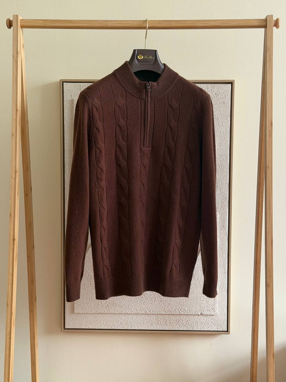 Loro Piana Cable-Knit Half-Zip Sweater - Brown