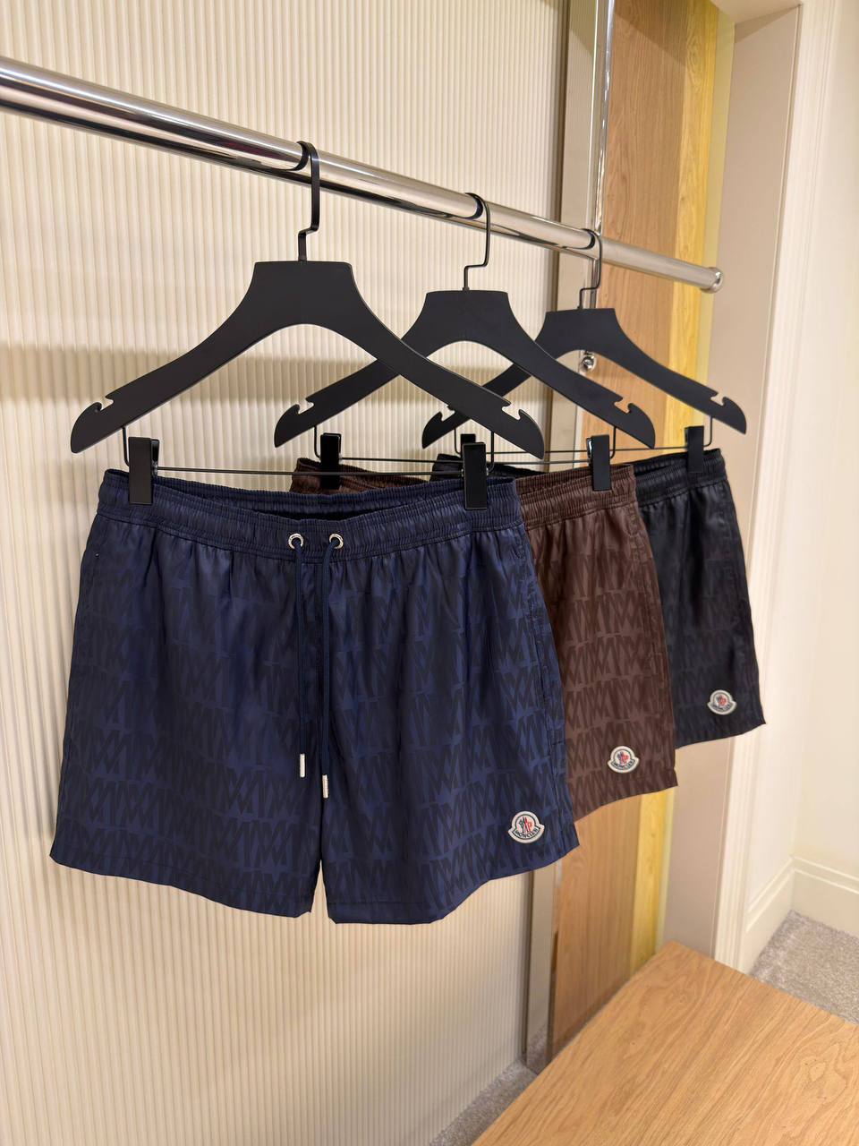Moncler Monogram Swim Shorts — Navy