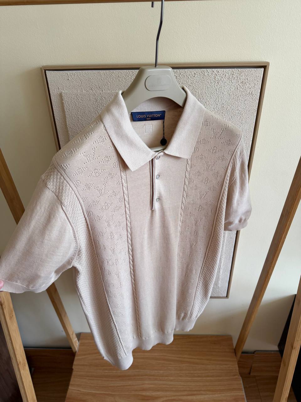 Louis Vuitton Cotton-Silk Pointelle Polo Shirt — Beige