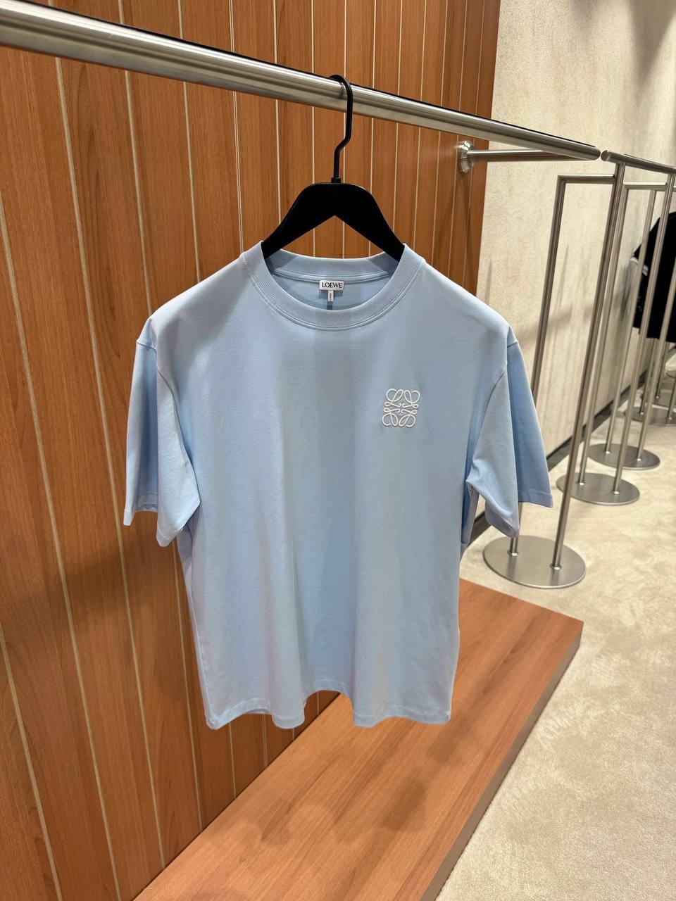 Loewe Anagram Embroidered T-Shirt (Light Blue)