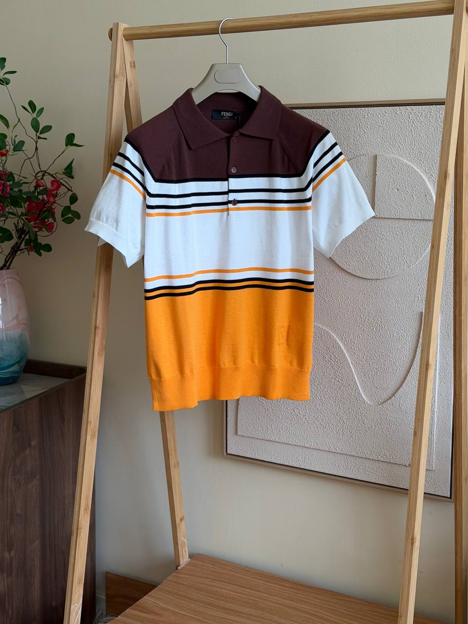 Fendi Striped Knit Polo