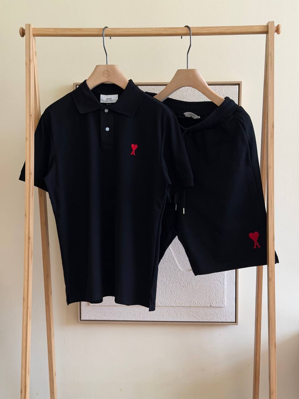 Ami Paris Ami de Coeur Polo & Shorts Set