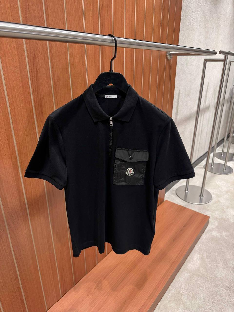 Moncler Zip-Neck Nylon Pocket Polo