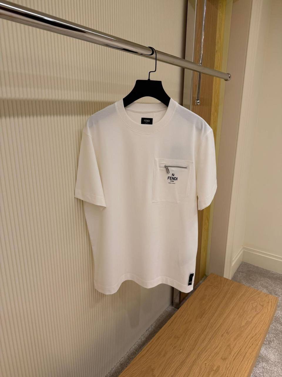 Fendi Roma Zip Pocket Tee – White
